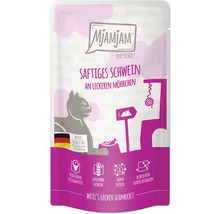 Mjamjam Quetschie Saftiges Schwein an leckeren Möhrchen Katzenfutter Verpackung