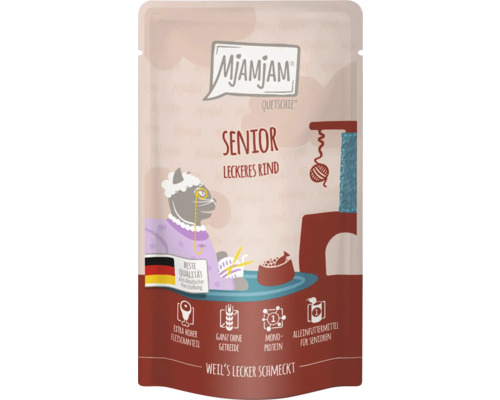Mjamjam Senior Katzenfutter leckeres Rind