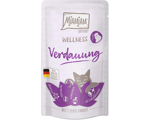 Mjamjam Quetschie Wellness Verdauung Katzenfutter mit Huhn