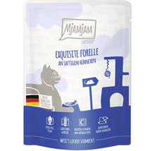 Mjamjam Quetschie Katzenfutter Exquisite Forelle und saftiges Hühnchen