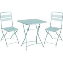 Gartentisch und zwei Stühle aus Metall