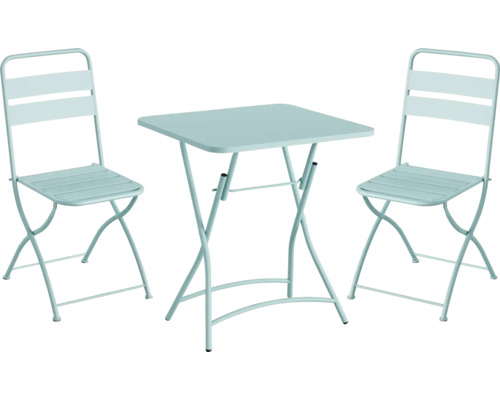 Bistro Set Breeze Best Freizeitmöbel 60 x 60 x 87,5 cm Metall blau Gartentisch und zwei Stühle aus Metall