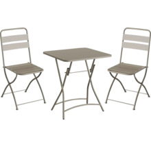 Gartentischset mit zwei Stühlen und einem quadratischen Klapptisch