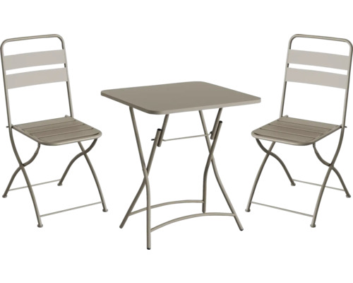 Bistroset Best Freizeitmöbel Breeze 2 -Sitzer 3 tlg. cappuccino Metall Gartentischset mit zwei Stühlen und einem quadratischen Klapptisch