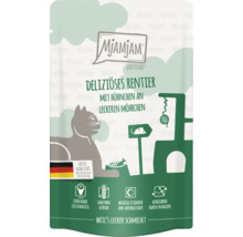 Mjamjam Katzenfutter Quetschie Deliziöses Rentier mit Hühnchen und Möhrchen