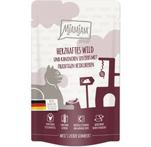 Mjamjam Quetschie Katzenfutter Herzhaftes Wild und Kaninchen mit fruchtigen Heidelbeeren