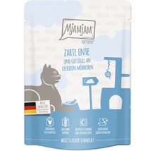 Mjamjam Quetschie Katzenfutter Zarte Ente mit Geflügel und Möhrchen