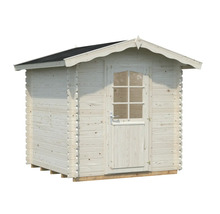 Holzgartenhaus mit Tür und Fenstern