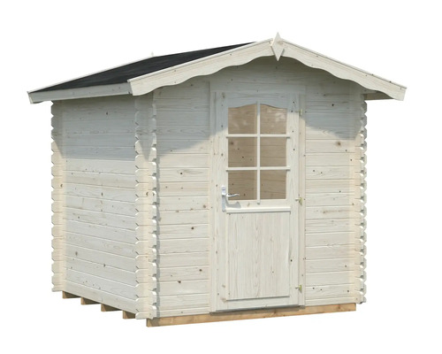 Holzgartenhaus mit Tür und Fenstern