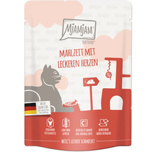 Mjamjam Quetschie Mahlzeit mit leckeren Herzen Katzenfutter