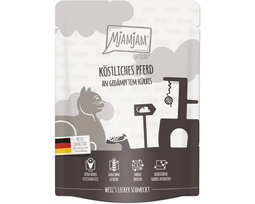 Mjamjam Katzenfutter Köstliches Pferd an gedämpftem Kürbis