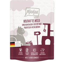 Mjamjam Quetschie Herzhaftes Wild und Kaninchen Katzenfutter