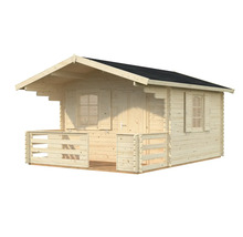 Holzgartenhaus mit Terrasse und Fenstern