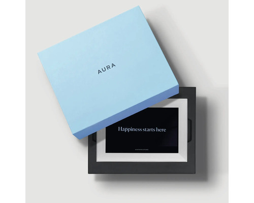 Aura digitaler Bilderrahmen mit Verpackung