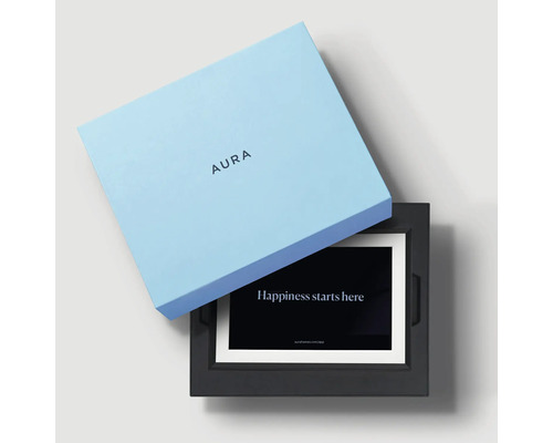 Aura Bilderrahmen in geöffneter Verpackung