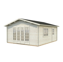 Holzgartenhaus mit Doppeltür und Fenstern