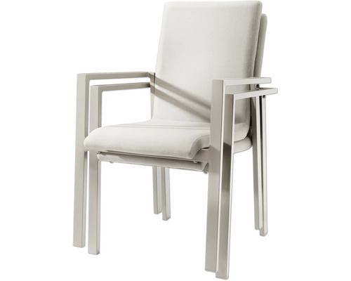 Gepolsterter Stuhl mit Armlehnen und Metallgestell