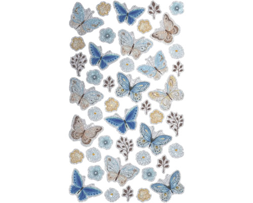 Dekorative Aufkleber mit Schmetterlingen, Blumen und Blättern
