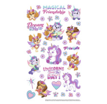 Aufkleberbogen mit Paw Patrol Hunde Motiven und Einhörnern