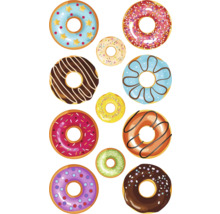 Illustration von mehreren Donuts mit verschiedenen Zuckerguss- und Streuselvarianten