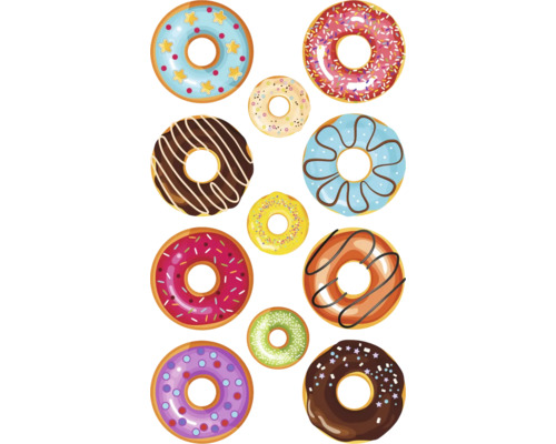 Illustration von mehreren Donuts mit verschiedenen Zuckerguss- und Streuselvarianten