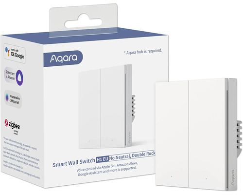 Aqara Smart Wall Switch H1 EU ohne Nullleiter, Doppelwippe mit Google Assistant Unterstützung