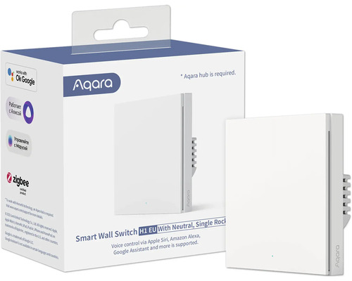 Aqara Smart Wandschalter H1 EU mit Nullleiter, Einzelwippe und Verpackung