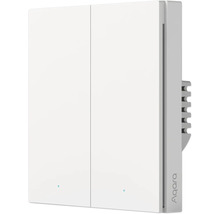 Aqara Logo. Doppelter Wandschalter fuer Lichtsteuerung.