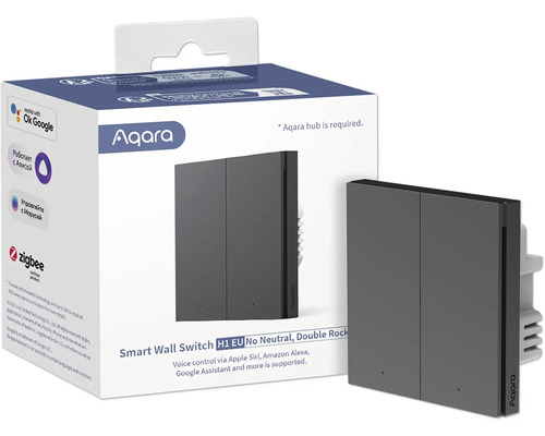 Aqara Smart Wall Switch H1 EU ohne Neutralleiter, Doppelwippe, in der Verpackung und einzeln