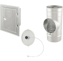 Revisionsklappe, Verschlussdeckel mit Zugdraht und T-Stück Rauchrohr