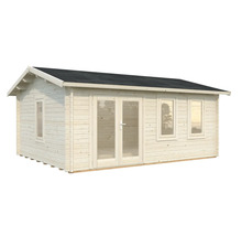 Holzgartenhaus mit Fenstern und Doppeltür