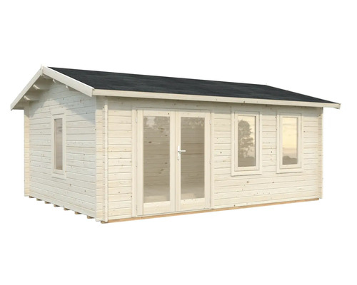 Holzgartenhaus mit Fenstern und Doppeltür