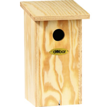 Vogelhaus aus Holz mit rundem Einflugloch und Dobar Logo