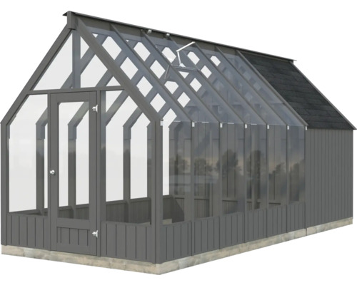 Gewächshaus mit Glastüren und Dachfenster