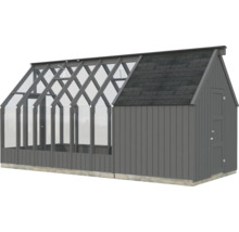 Gewächshaus mit Anbau aus Holz und Glas