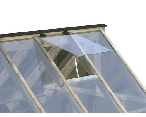 Gewächshausdach mit offenem Fenster zur Belüftung