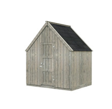 Holzgartenhaus mit Satteldach und Tür