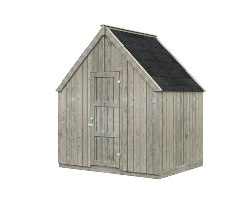 Holzgartenhaus mit Satteldach und Tür