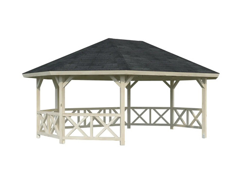 Holzpavillon mit dunklem Dach für den Garten