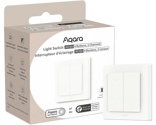 Aqara Lichtschalter H2 EU mit vier Tasten und zwei Kanälen in Verpackung