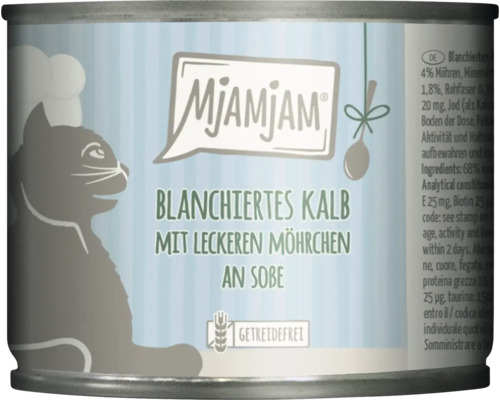 Mjamjam Katzenfutter blanchiertes Kalb mit Möhrchen in Dose