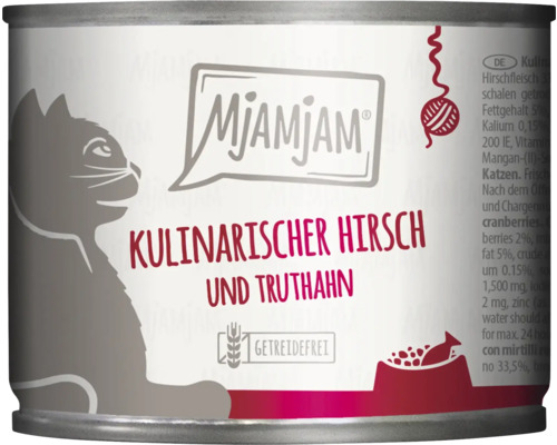 Mjamjam Katzenfutter Kulinarischer Hirsch und Truthahn getreidefrei