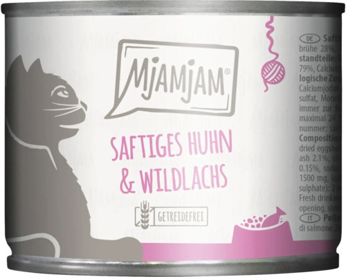 Mjamjam Katzenfutter mit Huhn und Wildlachs in Dose