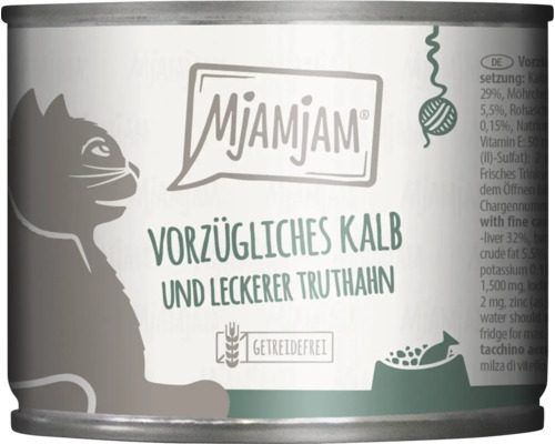 Mjamjam Katzenfutter mit Kalb und Truthahn in einer Dose