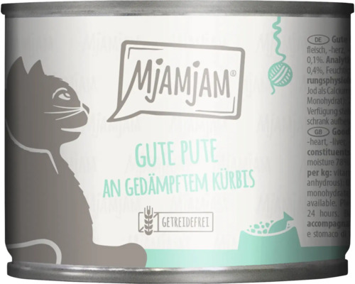 Mjamjam Katzenfutter Gute Pute an gedämpftem Kürbis in Dose