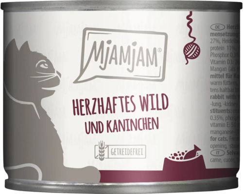 Mjamjam Katzenfutter mit herzhaftem Wild und Kaninchen getreidefrei