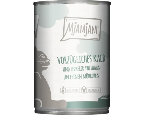 Mjamjam Katzenfutter mit Kalb, Truthahn und Möhrchen in Dose