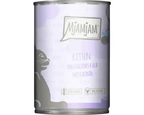 Mjamjam Kitten Nassfutter mit Kalb und Lachsöl in Dose