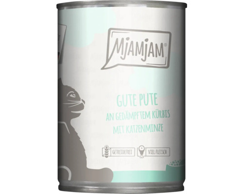 Mjamjam Katzenfutter Gute Pute mit Kürbis und Katzenminze in Dose