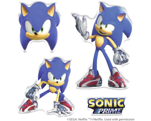 Sonic Prime Aufkleber Set mit drei Motiven